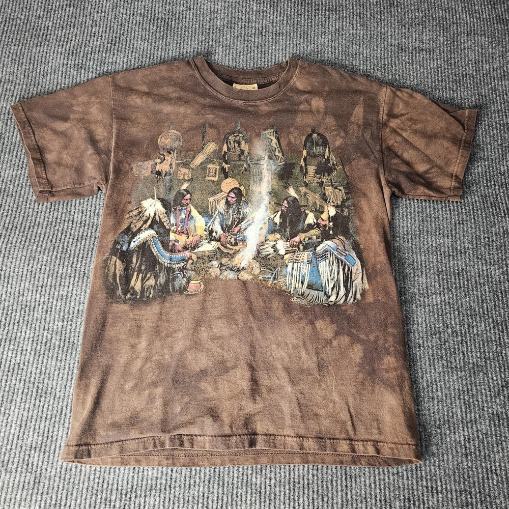 The Mountain Shirt Mens Medium Brown Native American Campfire Graphic Tee